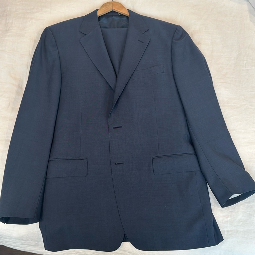 Canali Mohair Wool Blue Suit 42R